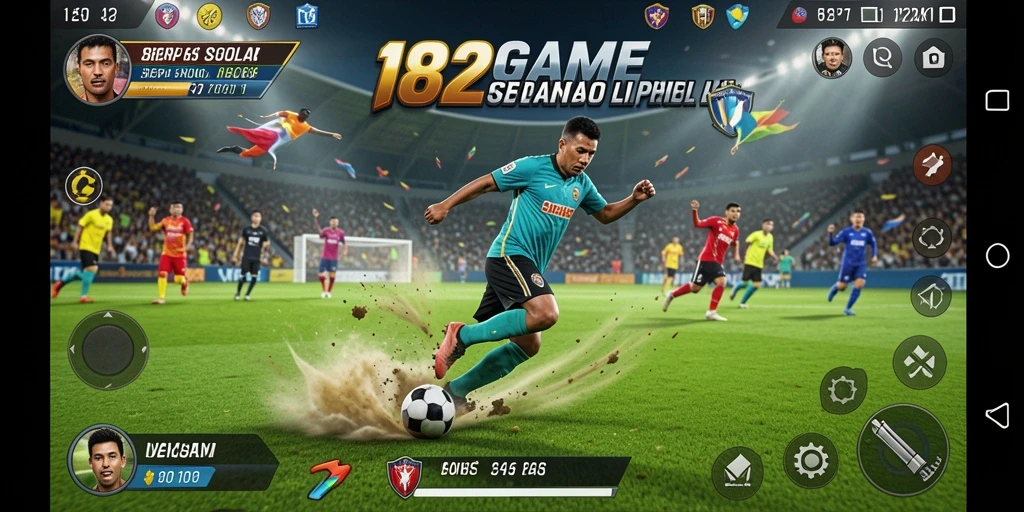 Tampilan menarik dari gameplay sepak bola yang mendebarkan.