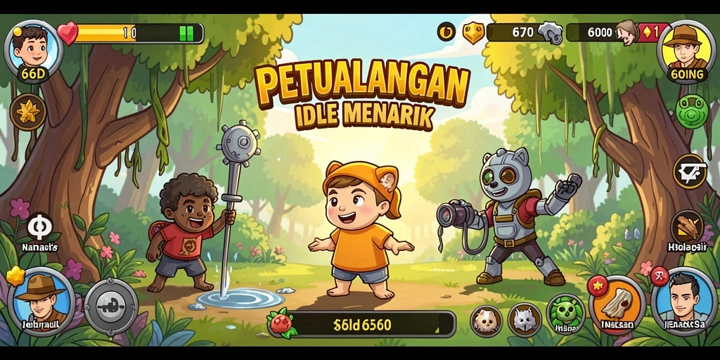 Screenshot gameplay 66D menampilkan aktivitas pengumpulan sumber daya.