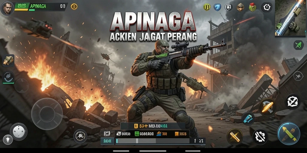 Tampilan seru dari gameplay APINAGA saat bertarung melawan musuh.