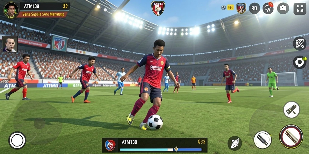 Gameplay seru dari ATM138 dengan aksi sepak bola nyata.