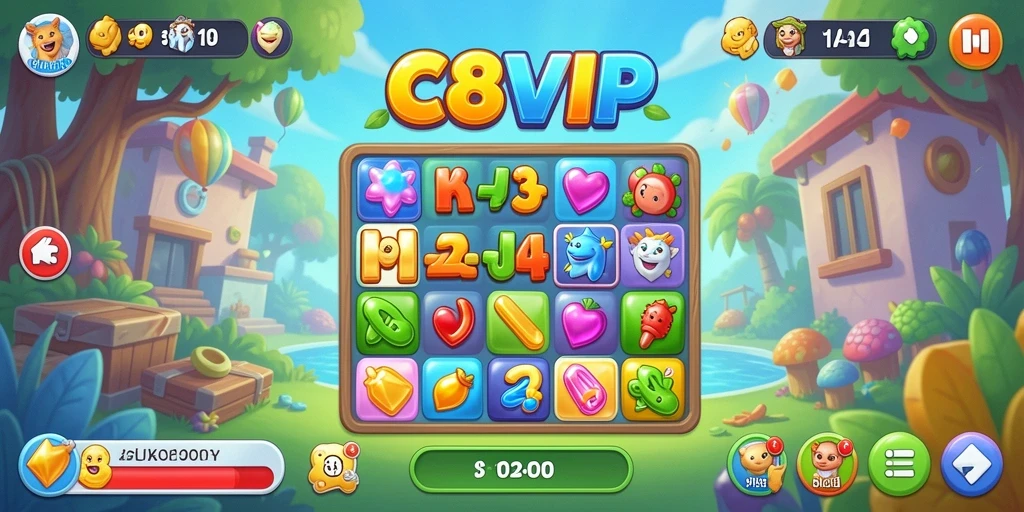 Tampilan gameplay C8VIP yang seru dan penuh warna.