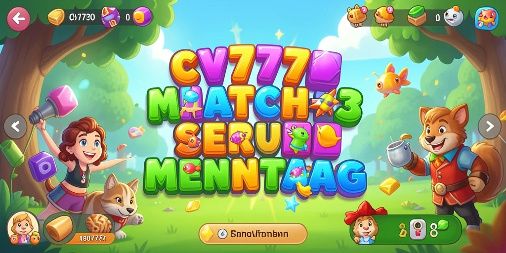 Screenshot utama CV777 menampilkan gameplay Match-3 yang mengasyikkan.