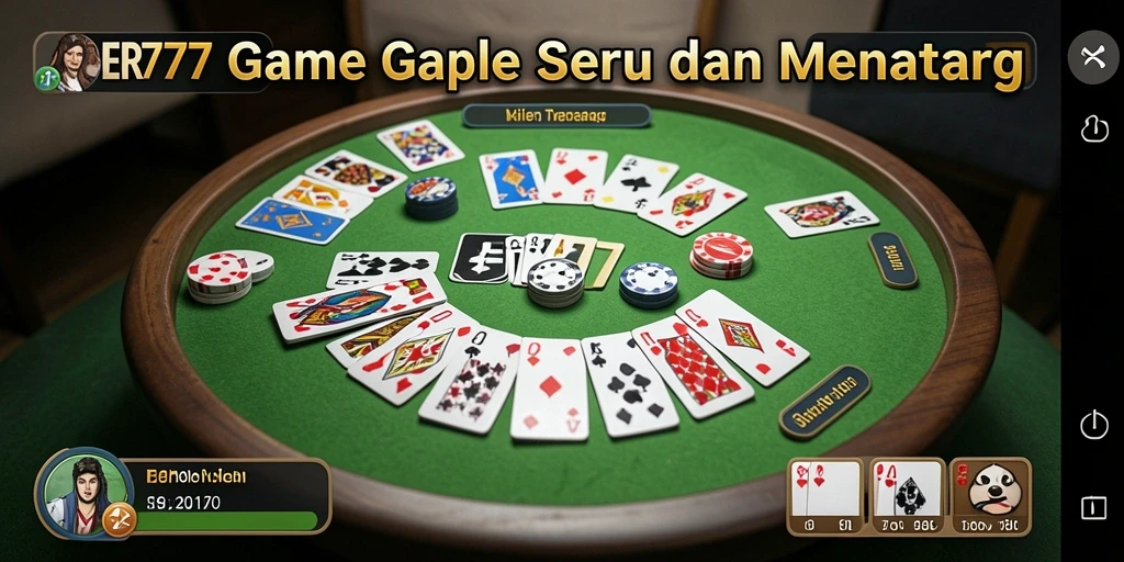 Tampilan gameplay Gaple di ER777 yang seru dan interaktif.