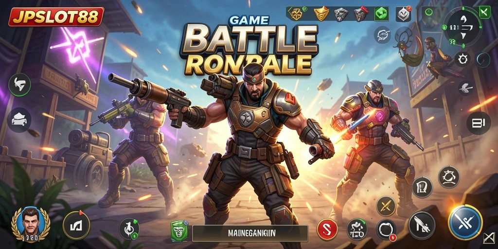Tampilan gameplay seru dari JPSLOT88 dengan aksi Battle Royale.