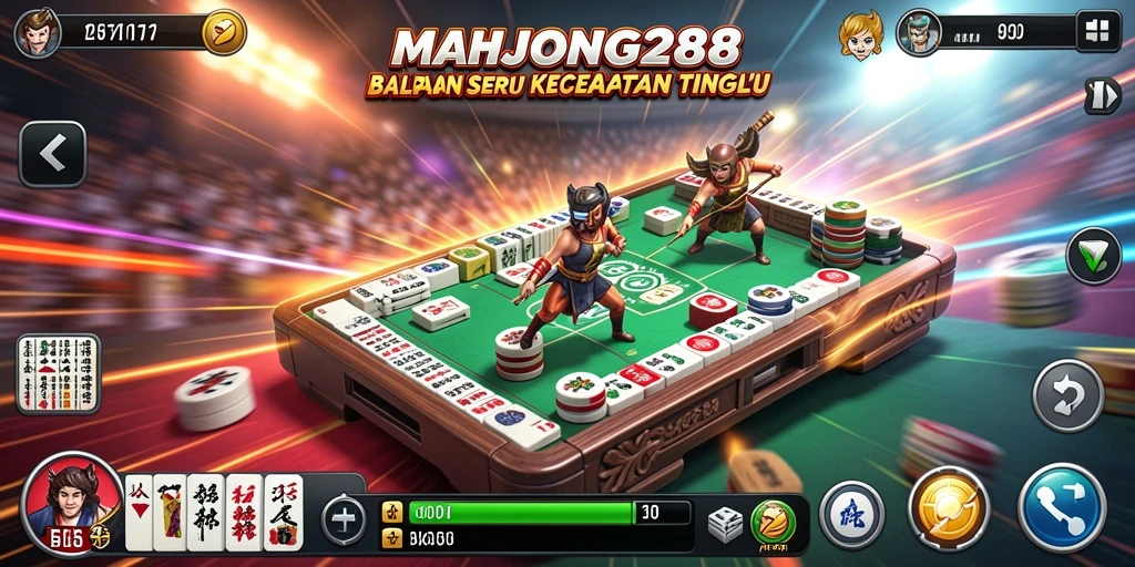 Screenshot gameplay MAHJONG288 menampilkan aksi balapan yang mendebarkan.