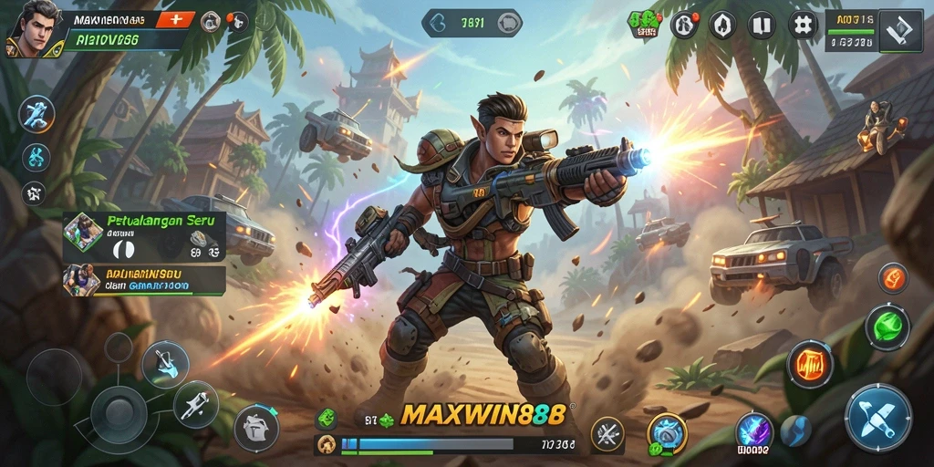 Gameplay seru di MAXWIN88 saat pertempuran di arena.