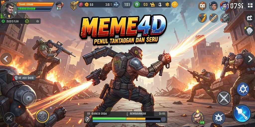 Screenshot gameplay MEME4D menampilkan aksi pertarungan yang seru.