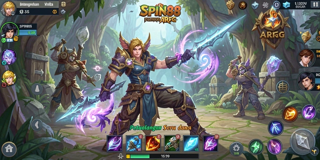 Tampilan aksi mendebarkan dalam gameplay ARPG SPIN88.