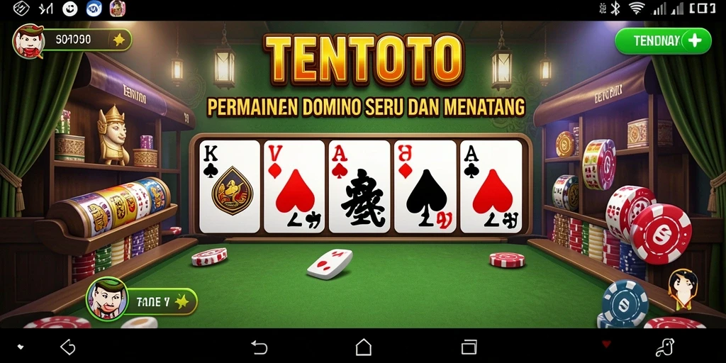 Screenshot gameplay TENTOTO menunjukkan momen mendebarkan permainan Domino.