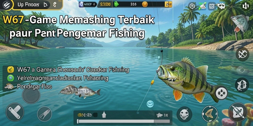 Tampilan gameplay W67 dengan aksi memancing yang mengasyikkan.